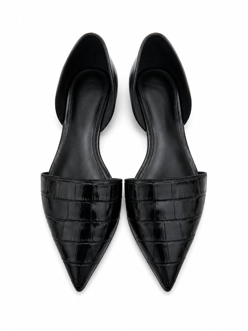 Michael Kors Mika Black Croc Embossed Pointed D'Orsay Flats Size 9